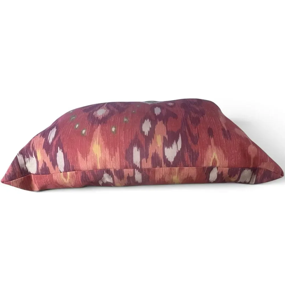 Pottery Barn Ikat Lumbar Pillow 26x18 Boho Global Coral Accent Pillow Southwest